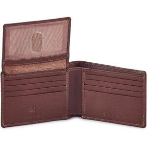 Men's Unique Metal Real Slim Dark Tan Genuine Vintage Leather Stylish Wallet